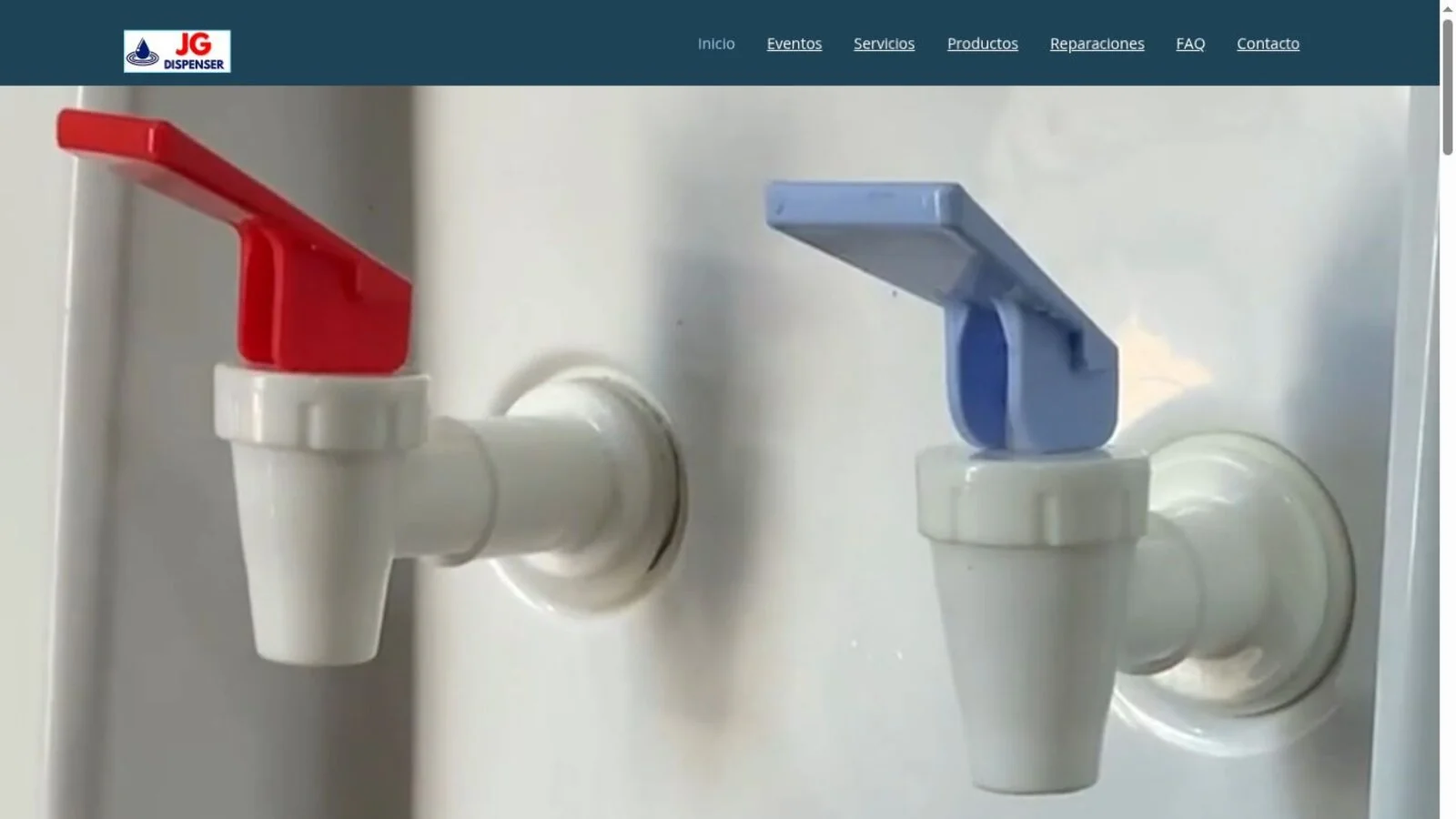Vista del sitio web de Dispenser JG
